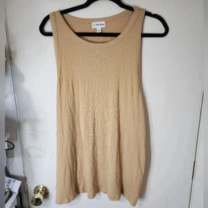 The Drop Tank Top Plus Size 3X Tan Ribbed